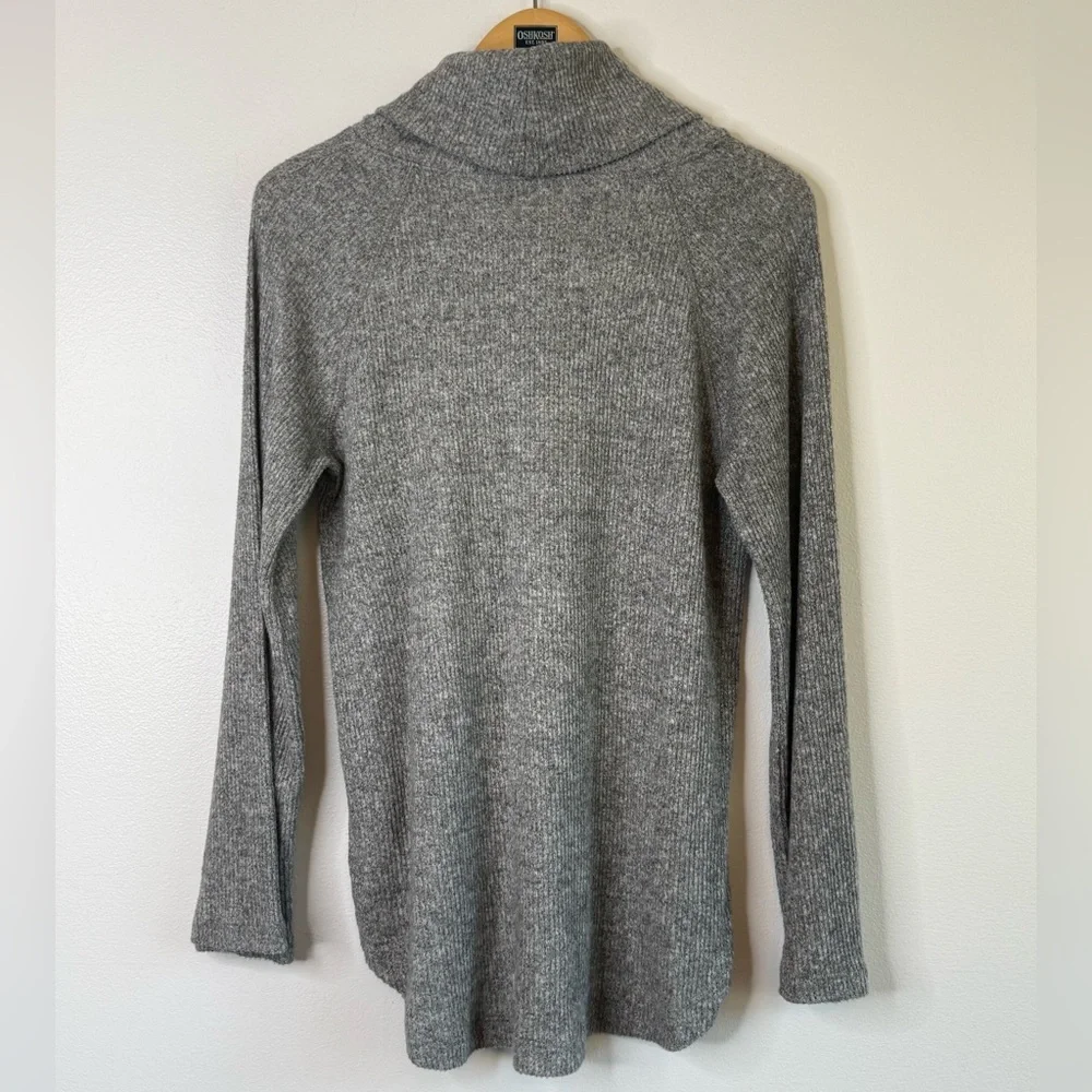 Maeve Cowl Neck Knit Ribbed Sweater Top Heather Gray Anthropologie Women’s Small
